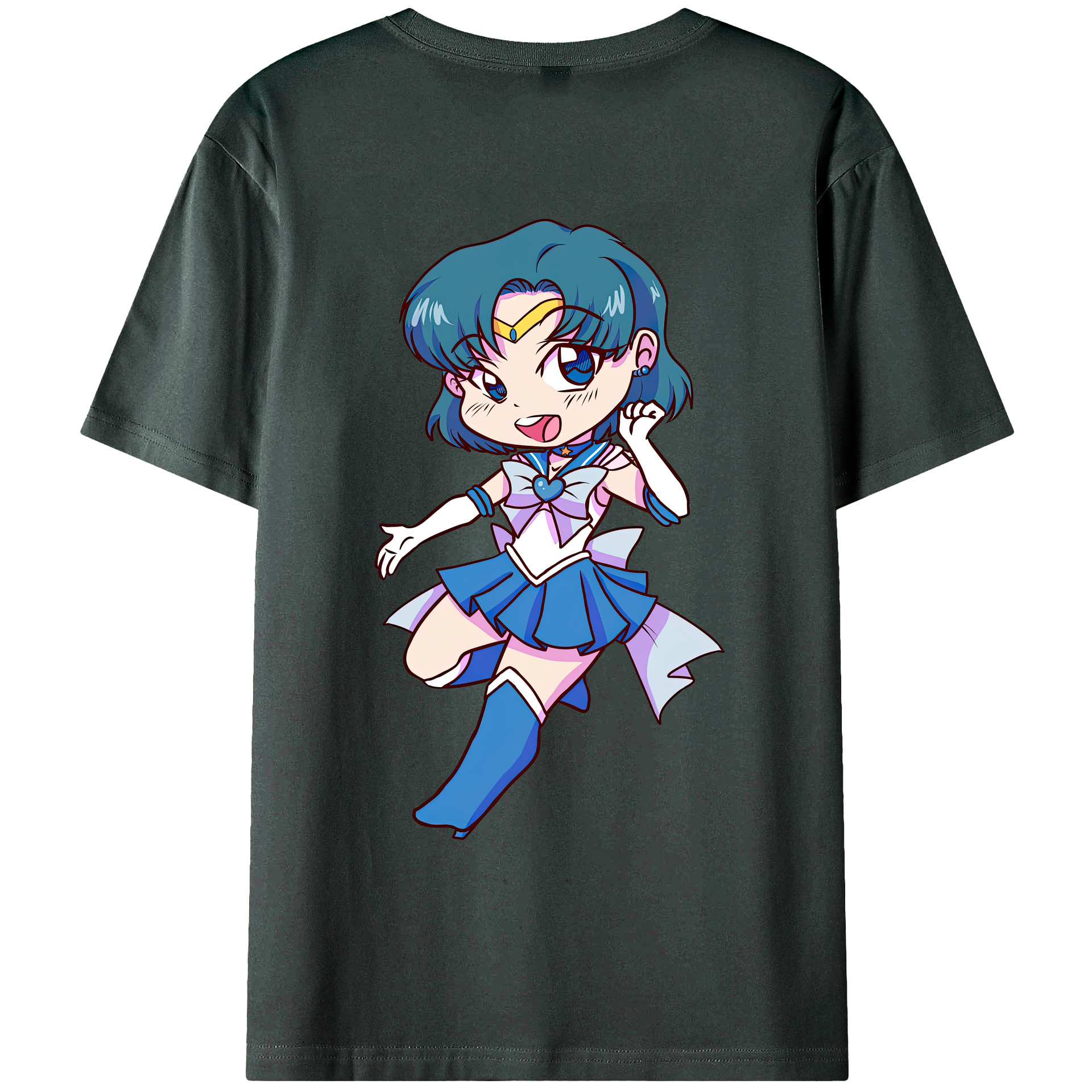 （画像用） 美少女戦士セーラームーン 水野 亜美 みずの あみ Sailor Moon Mizuno Ami 綿100％ メンズ半袖Tシャツ（バックプリント） 通気性